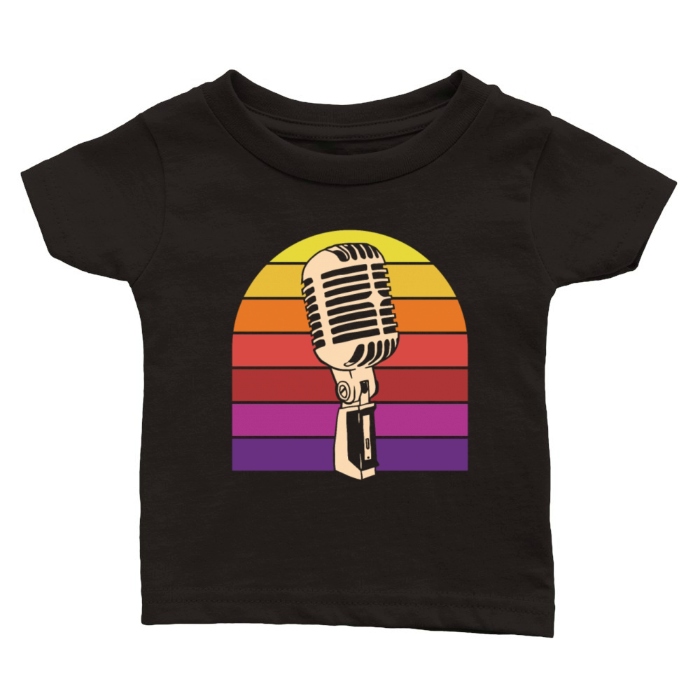 Vintage Microphone Retro Sunset Classic Baby Crewneck T-shirt
