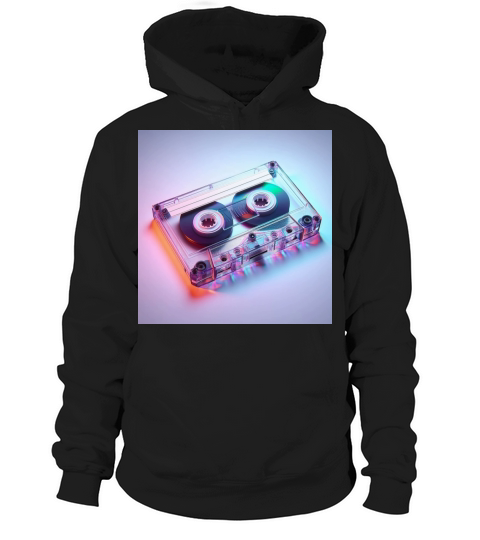 Transparent Vintage Retro Cassette with Colorful B Hoodie Unisex