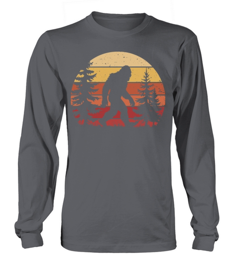 Funny Bigfoot Retro Sunset Vintage Forest Outdoor Long sleeved Unisex