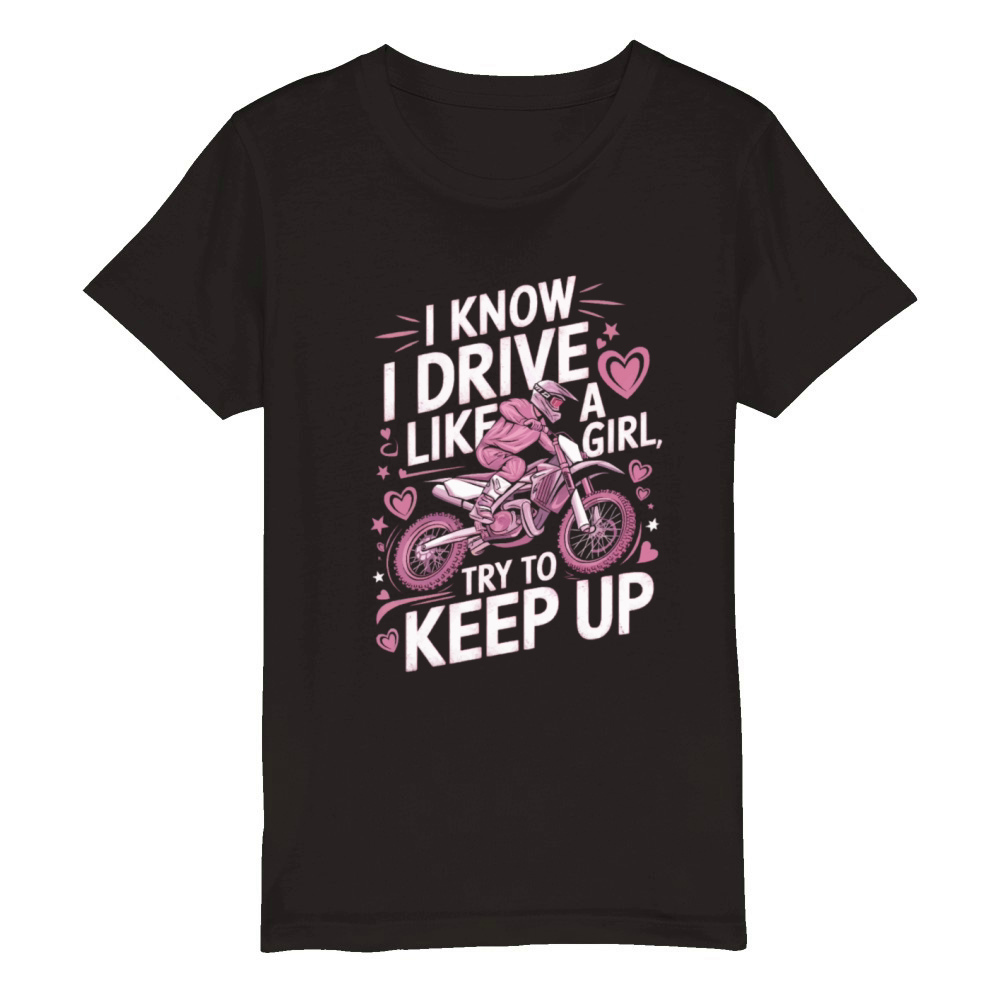 Motocross women girls Organic Kids Crewneck T-shirt