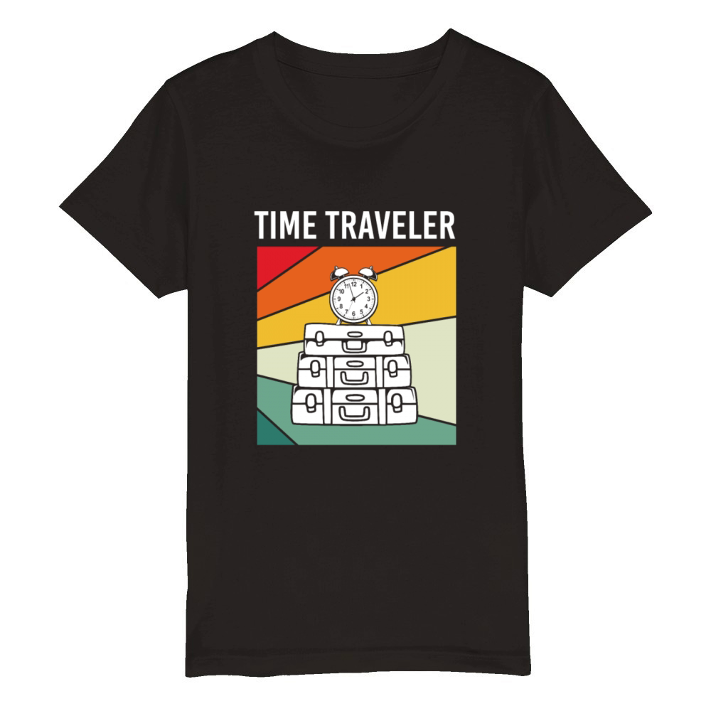 Retro Vintage Time Machine Time Traveler Organic Kids Crewneck T-shirt
