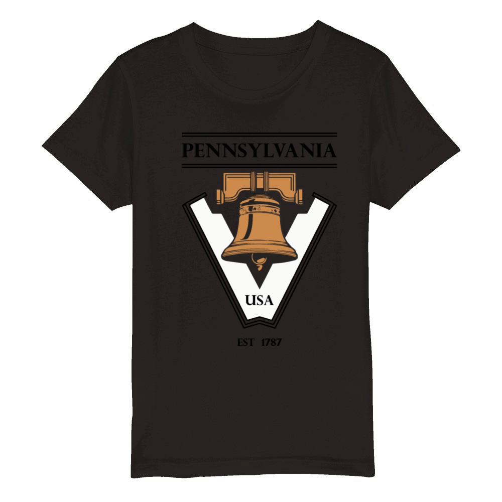 Vintage Pennsylvania Emblem with Liberty Bell Organic Kids Crewneck T-shirt