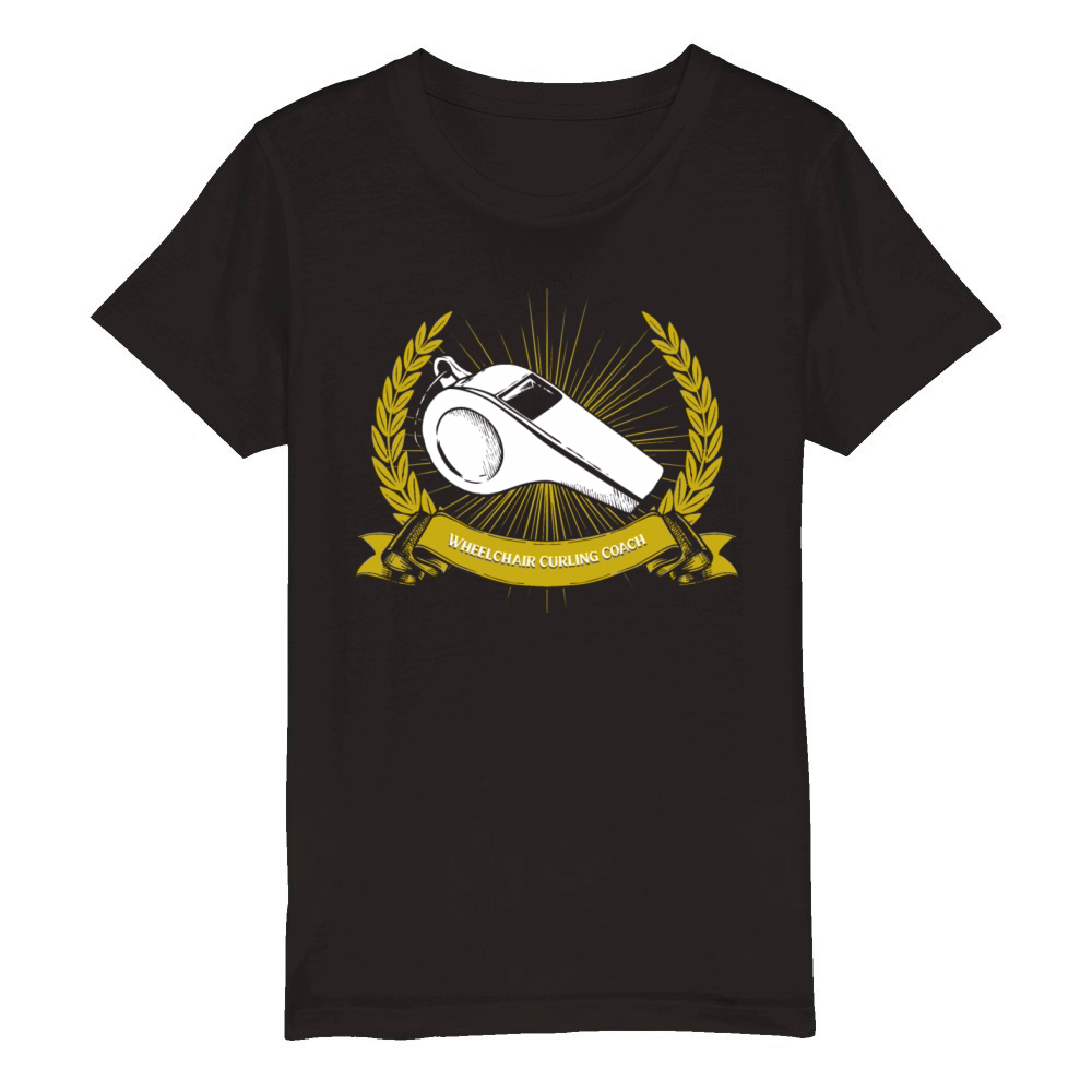 Wheelchair Curling Coach Curling Player Funny Organic Kids Crewneck T-shirt