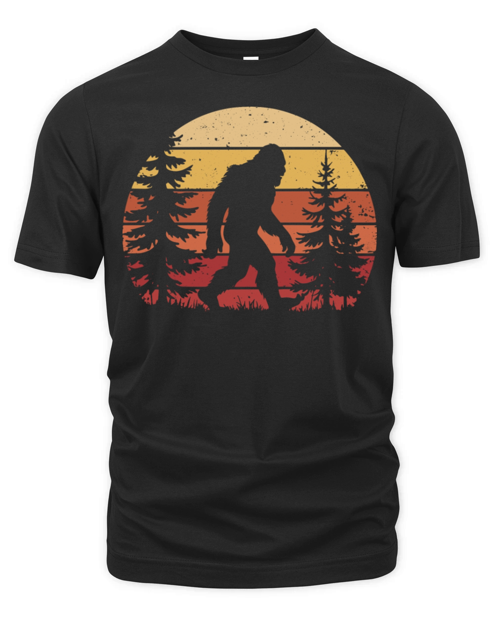 Funny Bigfoot Retro Sunset Vintage Forest Outdoor Organic Unisex T-shirt