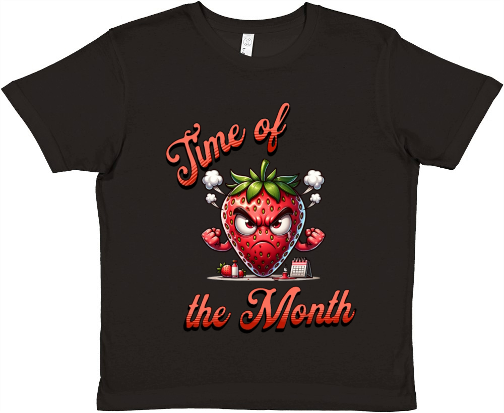 Time Of The Month Strawberry Mood Periode Humor Premium Kids Crewneck T-shirt