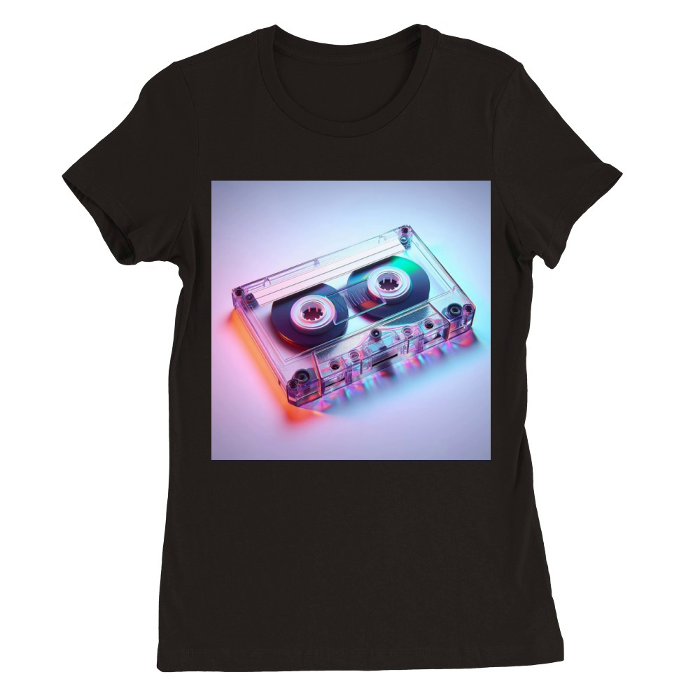Transparent Vintage Retro Cassette with Colorful B Premium Womens Crewneck T-shirt