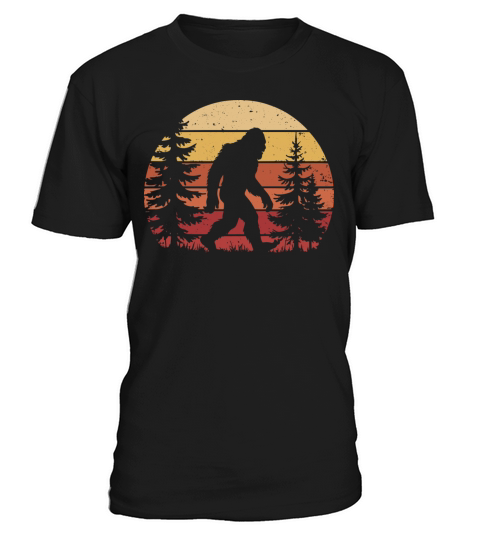 Funny Bigfoot Retro Sunset Vintage Forest Outdoor T-Shirt Unisex