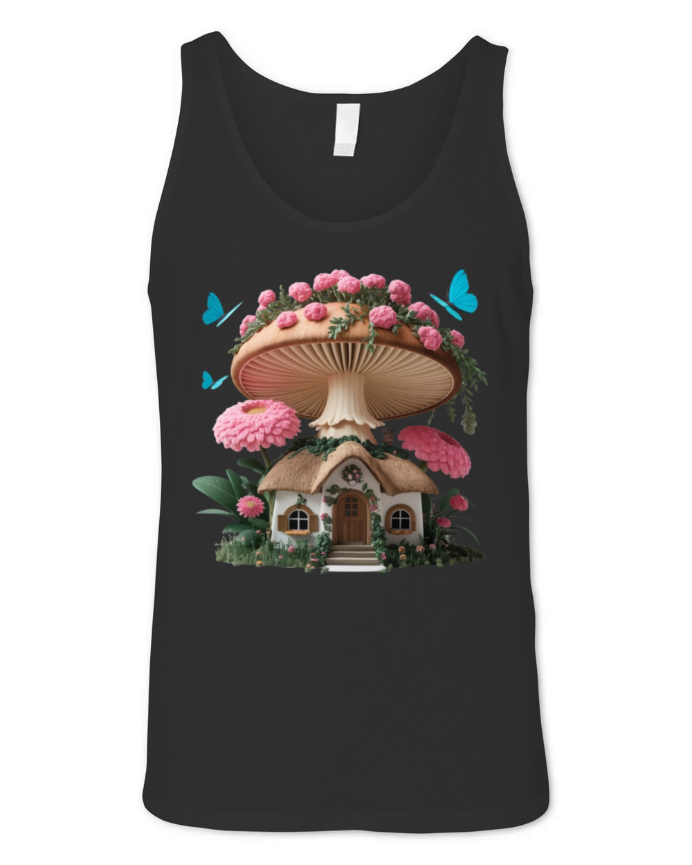 Pink Mushroom cottagecore Unisex Jersey Tank