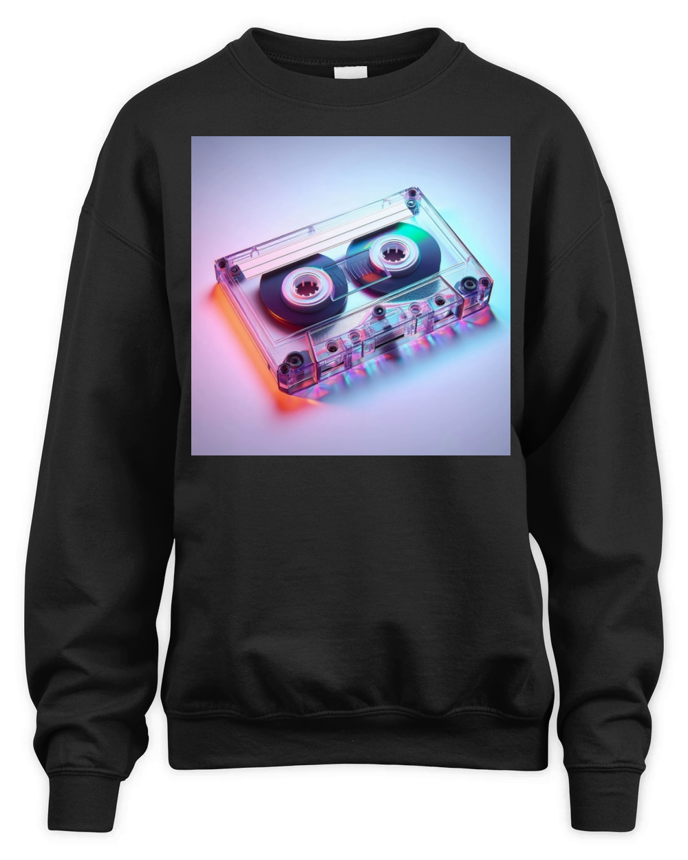 Transparent Vintage Retro Cassette with Colorful B Unisex Premium Crewneck Sweatshirt