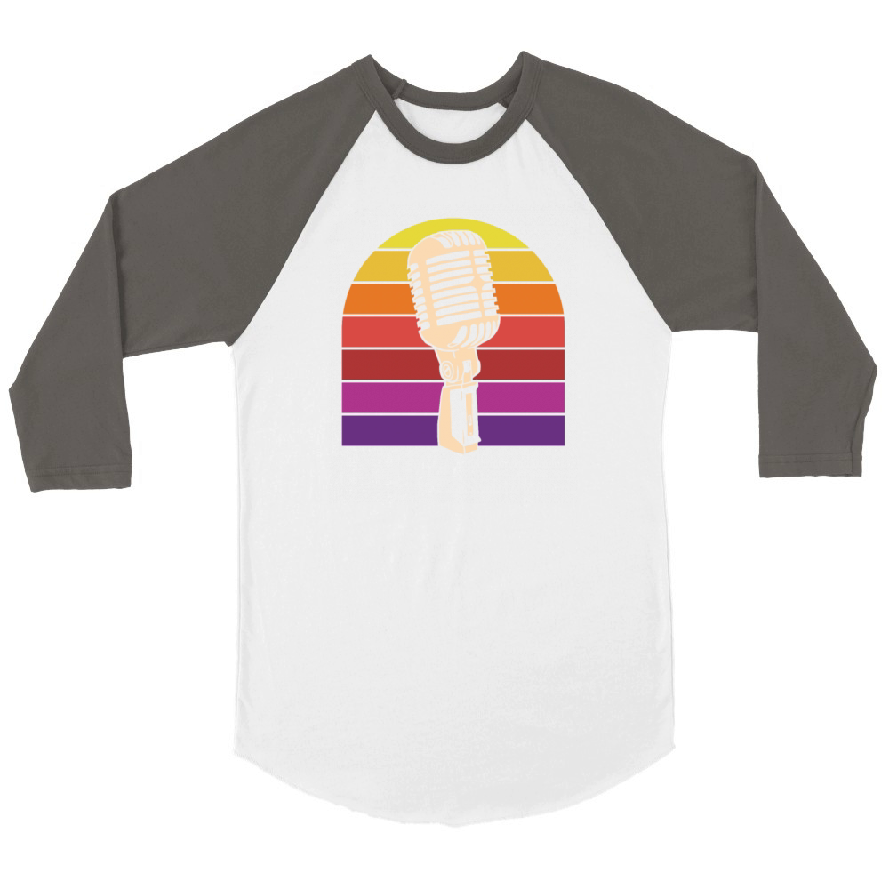 Vintage Microphone Retro Sunset Unisex ¾ sleeve Raglan T-shirt