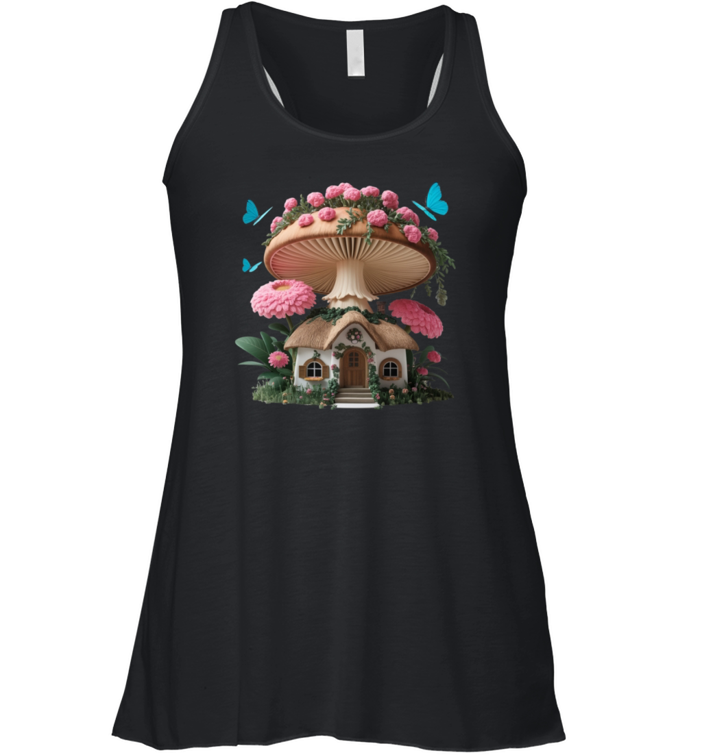 Pink Mushroom cottagecore Women's Flowy Tank Top
