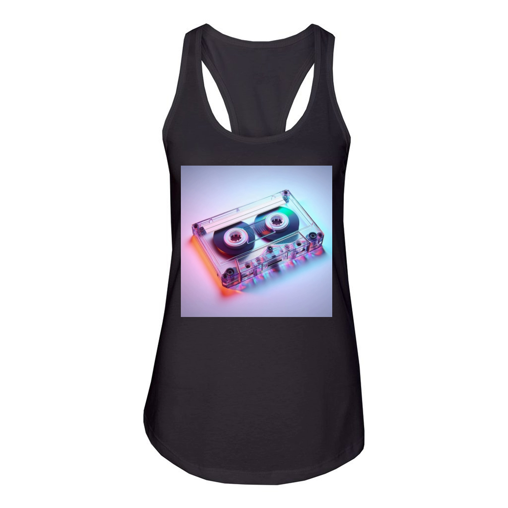 Transparent Vintage Retro Cassette with Colorful B Women's Racerback Tank