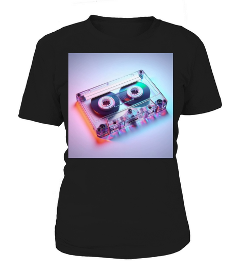 Transparent Vintage Retro Cassette with Colorful B Women's T-Shirt