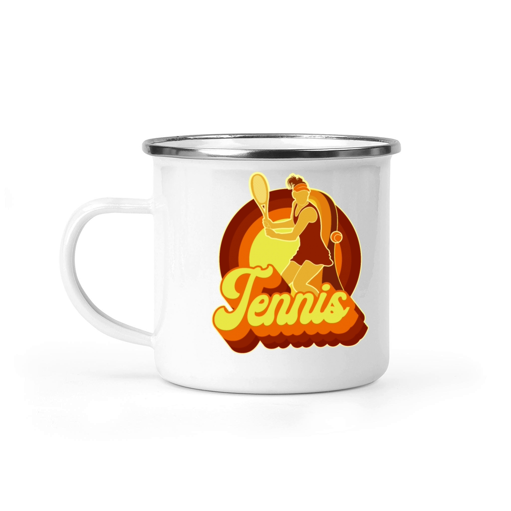 Funny Tennis Player Racket Retro Camping Mug