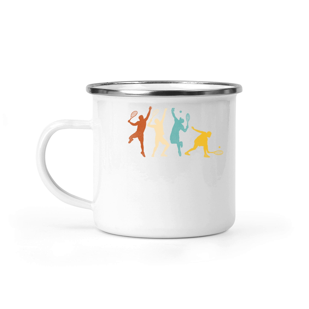 Funny Tennis Player Racket Retro Camping Mug