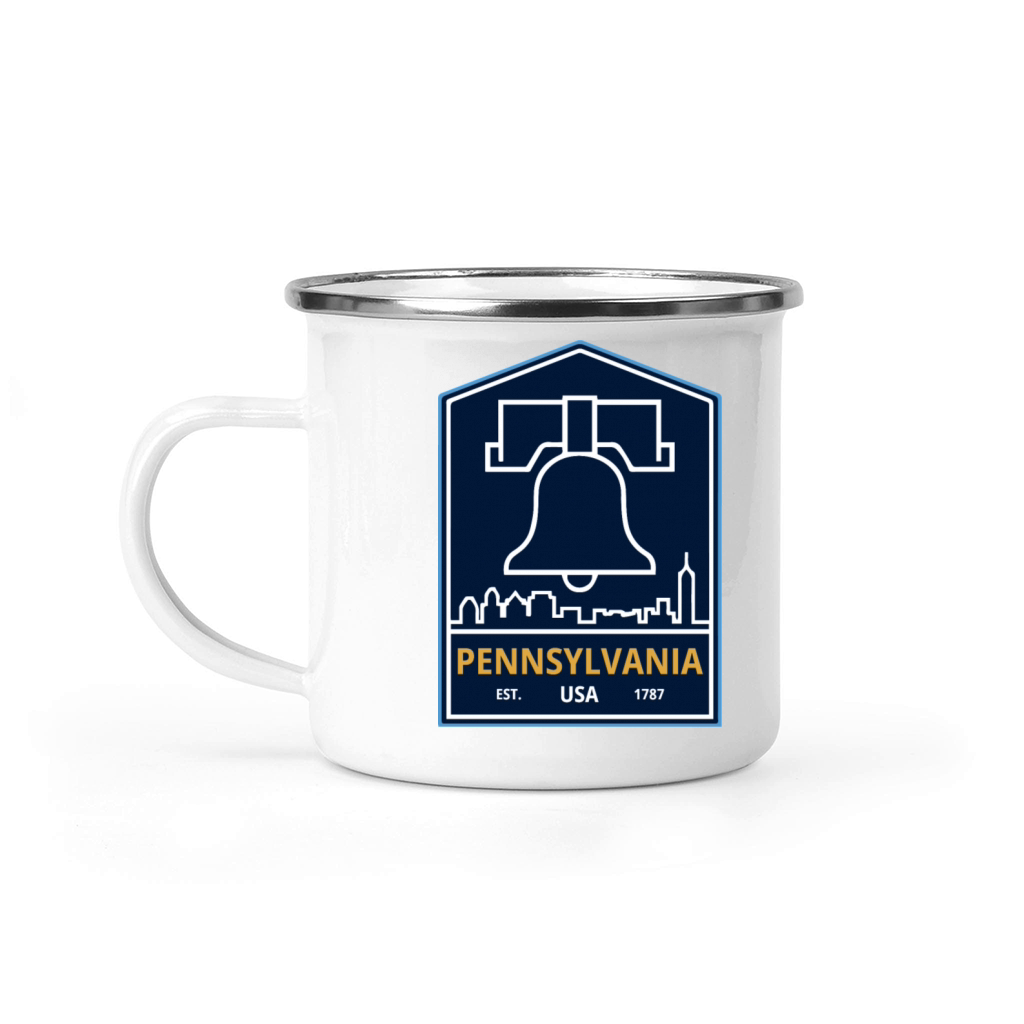Vintage Pennsylvania Emblem with Liberty Bell Camping Mug