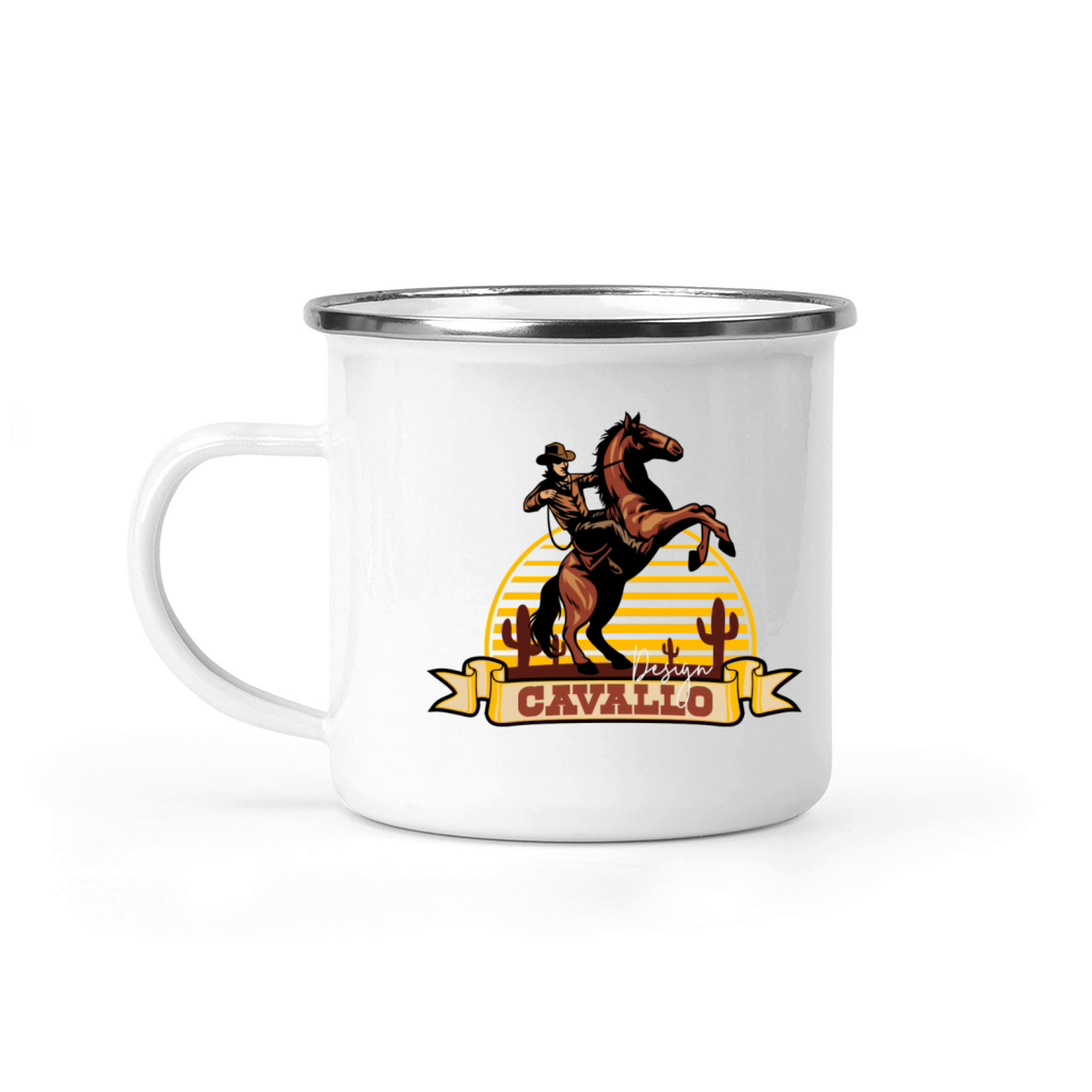 Western Cowboy Riding Horse - Cavallo Wild West De Camping Mug