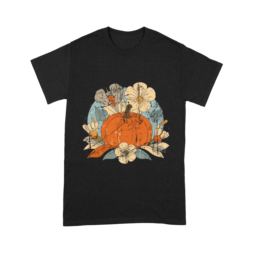 Pumpkin with Flowers Boho Floral Thanksgiving Comfort T-shirt