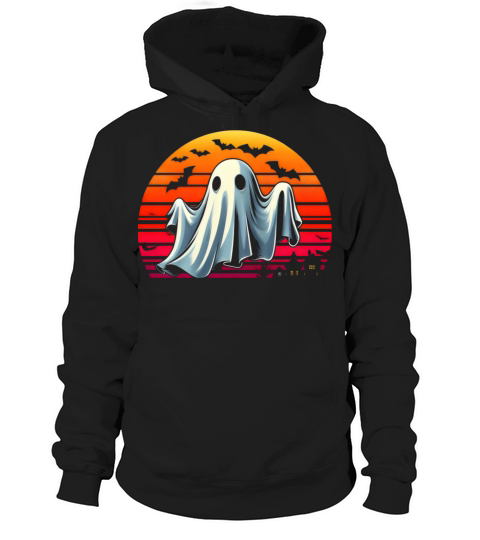 Halloween Bats Ghost Retro Sunset Hoodie Unisex