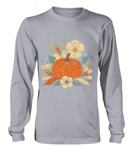 Pumpkin with Flowers Boho Floral Thanksgiving Long sleeved Unisex