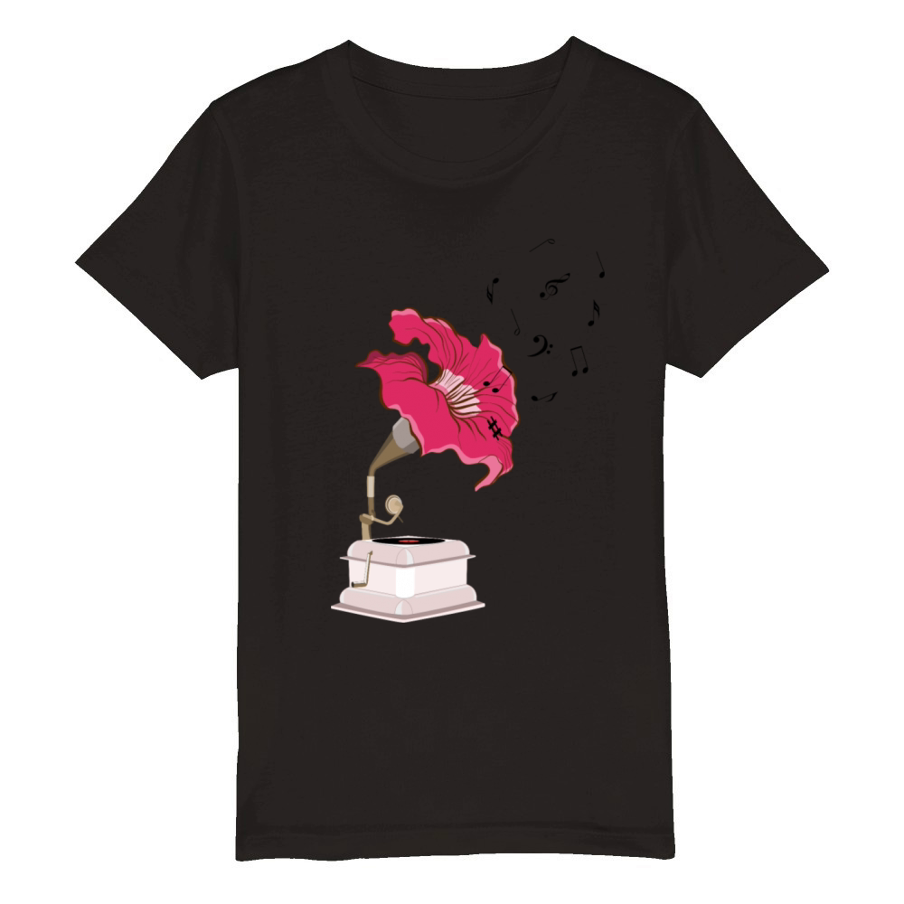 Floral gramophone Organic Kids Crewneck T-shirt