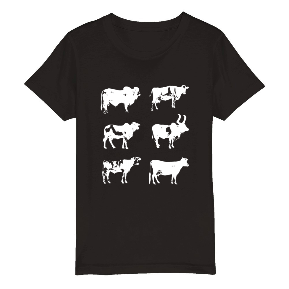 Vintage Cow Lover Men Farm Animals Retro Cows Organic Kids Crewneck T-shirt