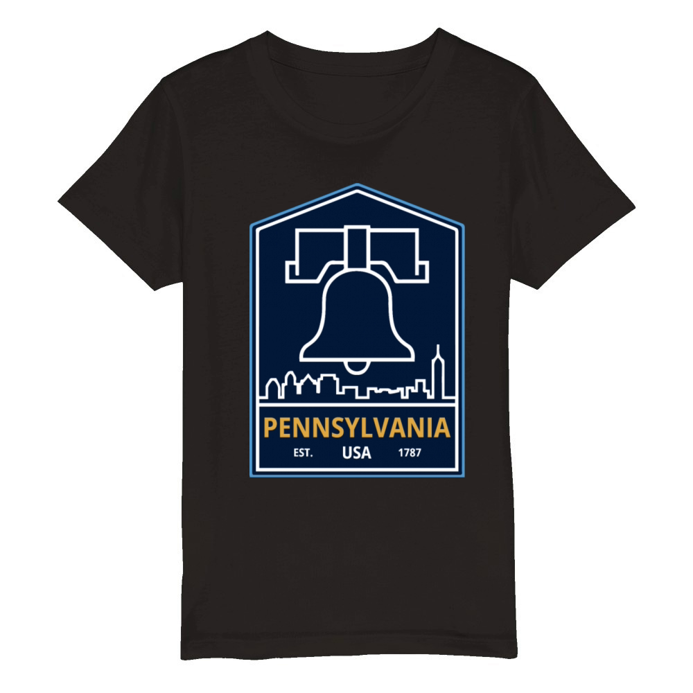 Vintage Pennsylvania Emblem with Liberty Bell Organic Kids Crewneck T-shirt