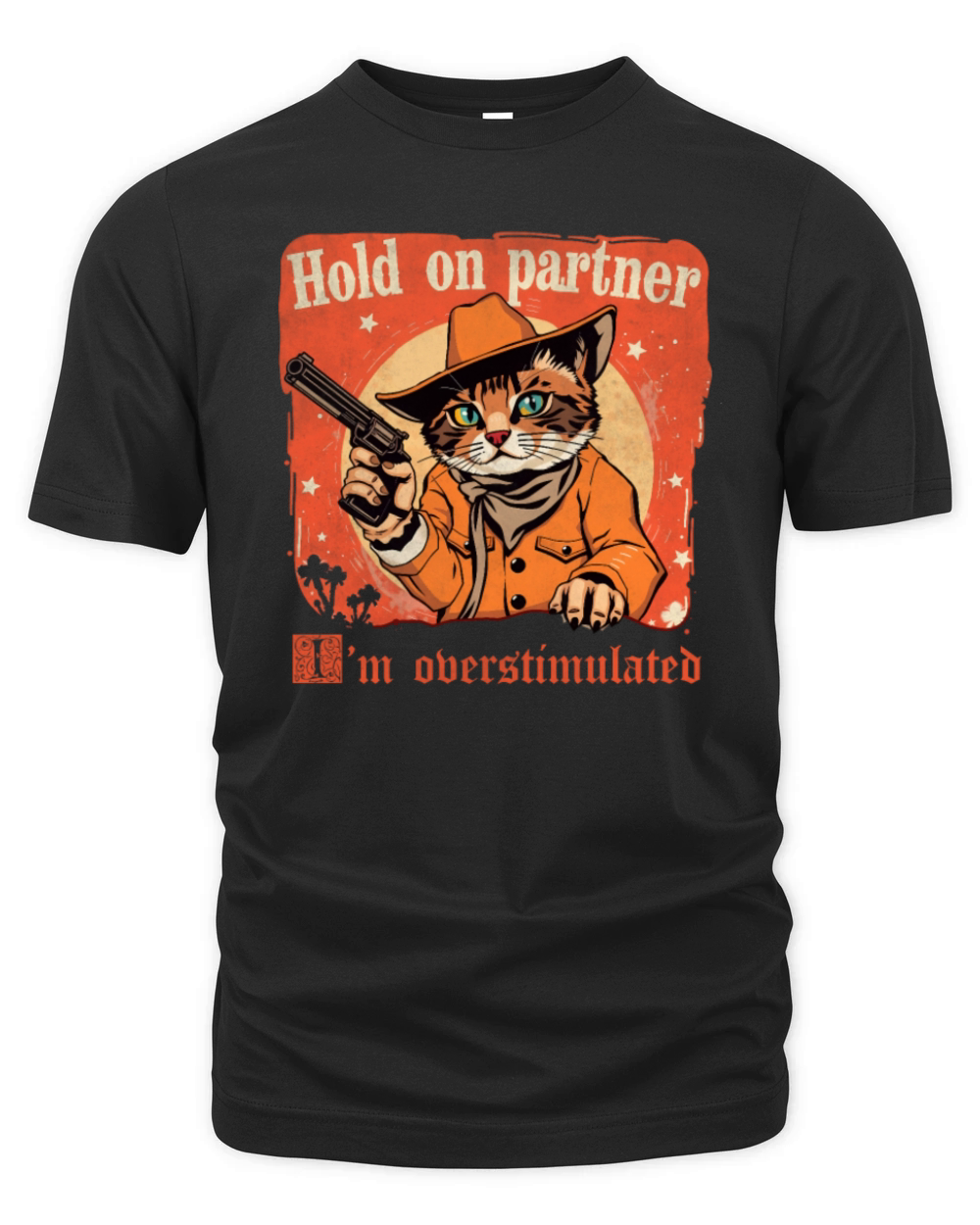 Hold on partner im overstimulated vintage cat Organic Unisex T-shirt