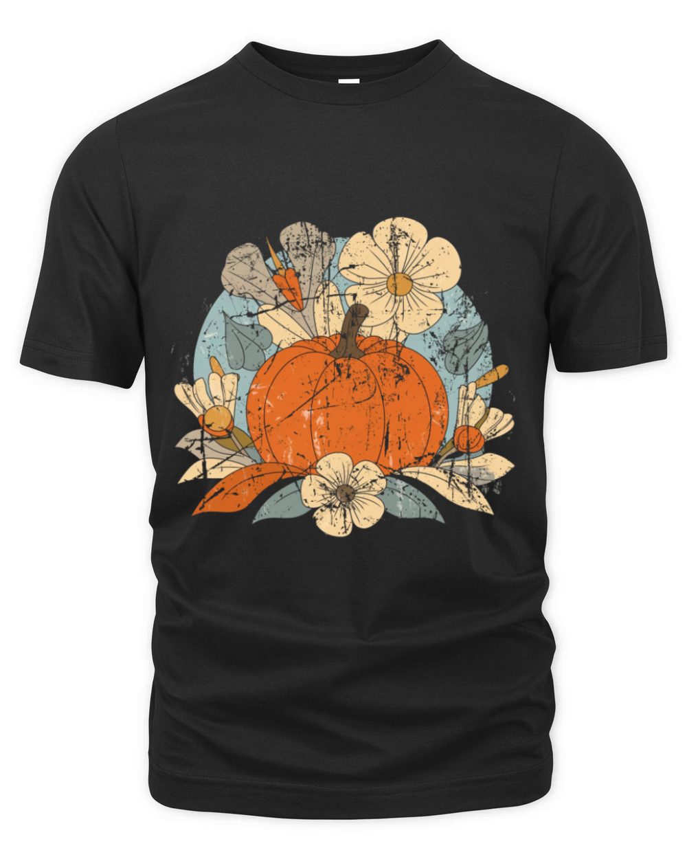 Pumpkin with Flowers Boho Floral Thanksgiving Organic Unisex T-shirt