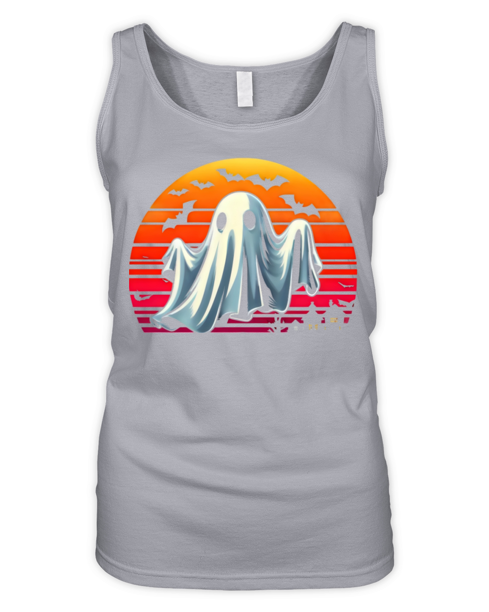 Halloween Bats Ghost Retro Sunset Organic Women's Tank Top