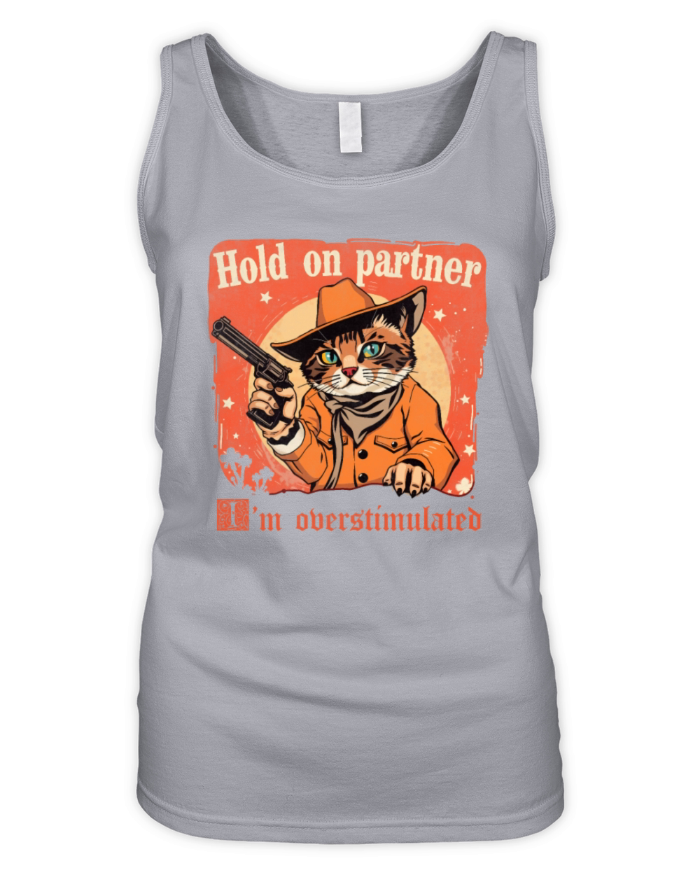 Hold on partner im overstimulated vintage cat Organic Women's Tank Top