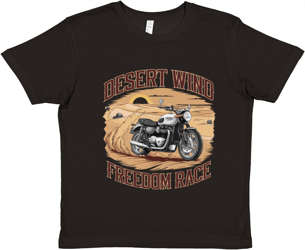 Vintage Desert Motorcycle Adventure Themed for a Premium Kids Crewneck T-shirt