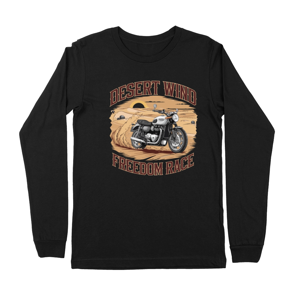 Vintage Desert Motorcycle Adventure Themed for a Premium Long Sleeve