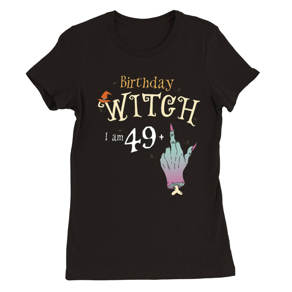 Witch Funny Halloween HallowQueen 50th Birthday Premium Womens Crewneck T-shirt