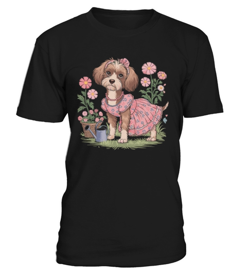 Cottagecore Puppy in Floral Dress T-Shirt Unisex
