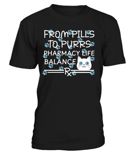 Pharmacy Cat Pills to Purrs blue-white T-Shirt Unisex