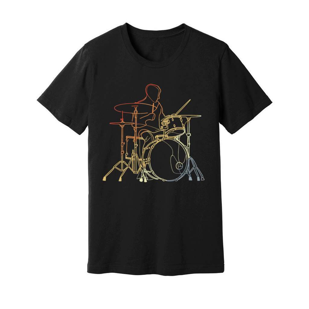 Vintage Drummer Drawing Unisex Jersey Tee