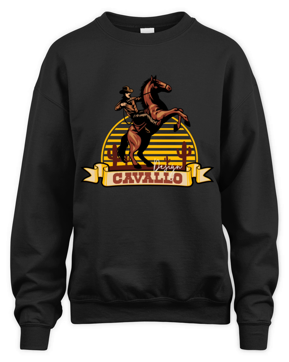 Western Cowboy Riding Horse - Cavallo Wild West De Unisex Premium Crewneck Sweatshirt
