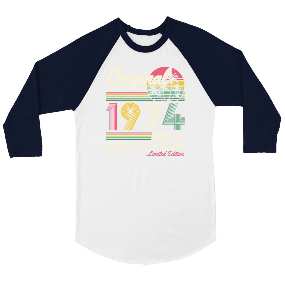 Original 1974 Vintage Retro 50th birthday Unisex ¾ sleeve Raglan T-shirt