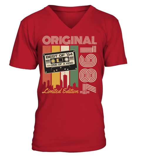 1984 Jahrgang geboren Vintage Retro Geburtstag V-Neck T-shirt