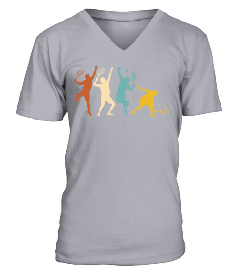 Funny Tennis Player Racket Retro V-Neck T-shirt