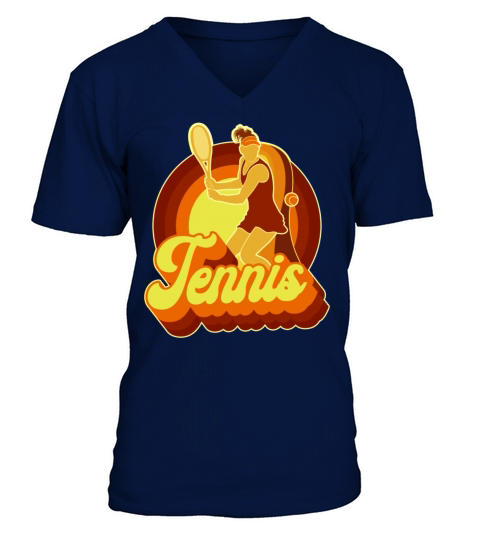 Funny Tennis Player Racket Retro V-Neck T-shirt