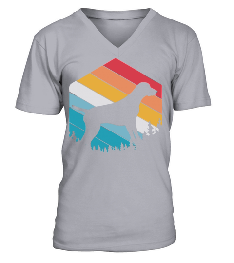 Retro Dog Silhouette German Shorthaired Pointer V-Neck T-shirt