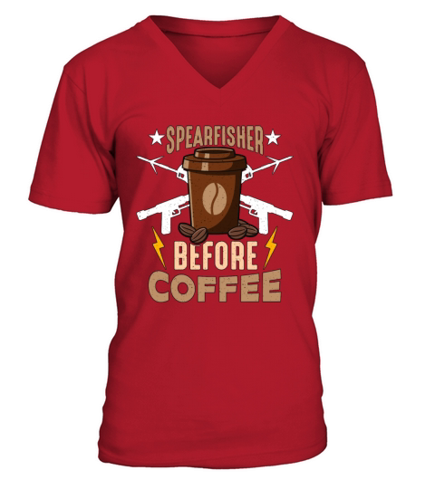 Spearfisher Before Coffee Snorkeling Coffee Lover V-Neck T-shirt