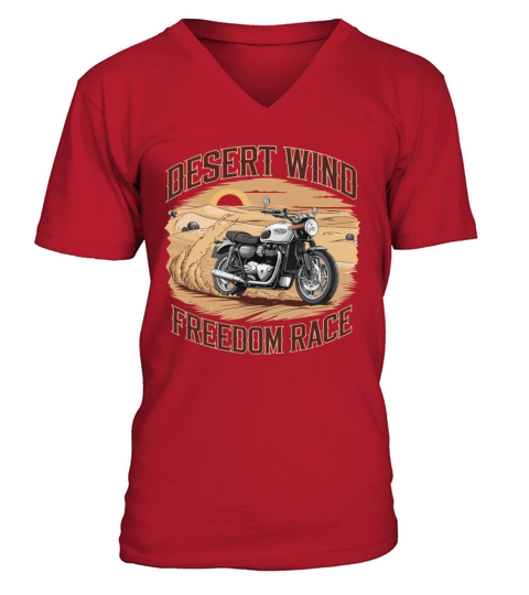 Vintage Desert Motorcycle Adventure Themed for a V-Neck T-shirt
