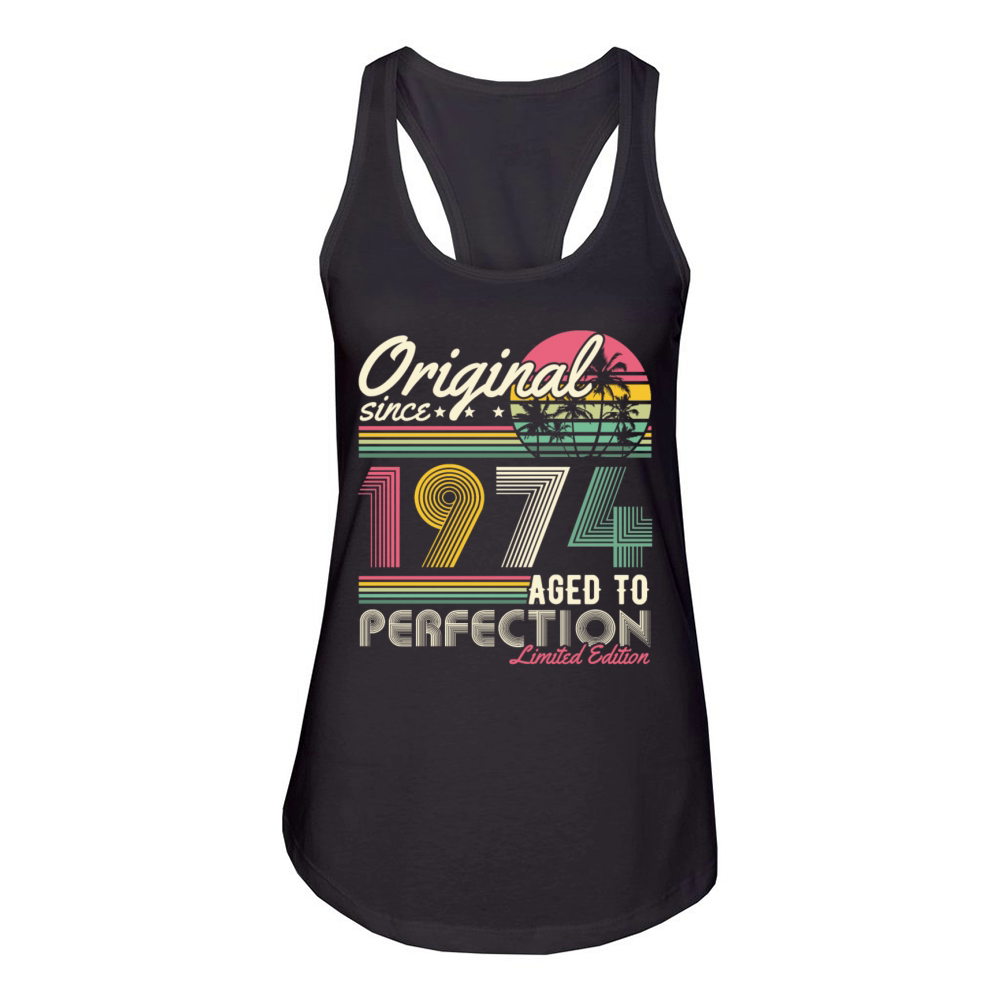 Original 1974 Vintage Retro 50th birthday Women's Racerback Tank
