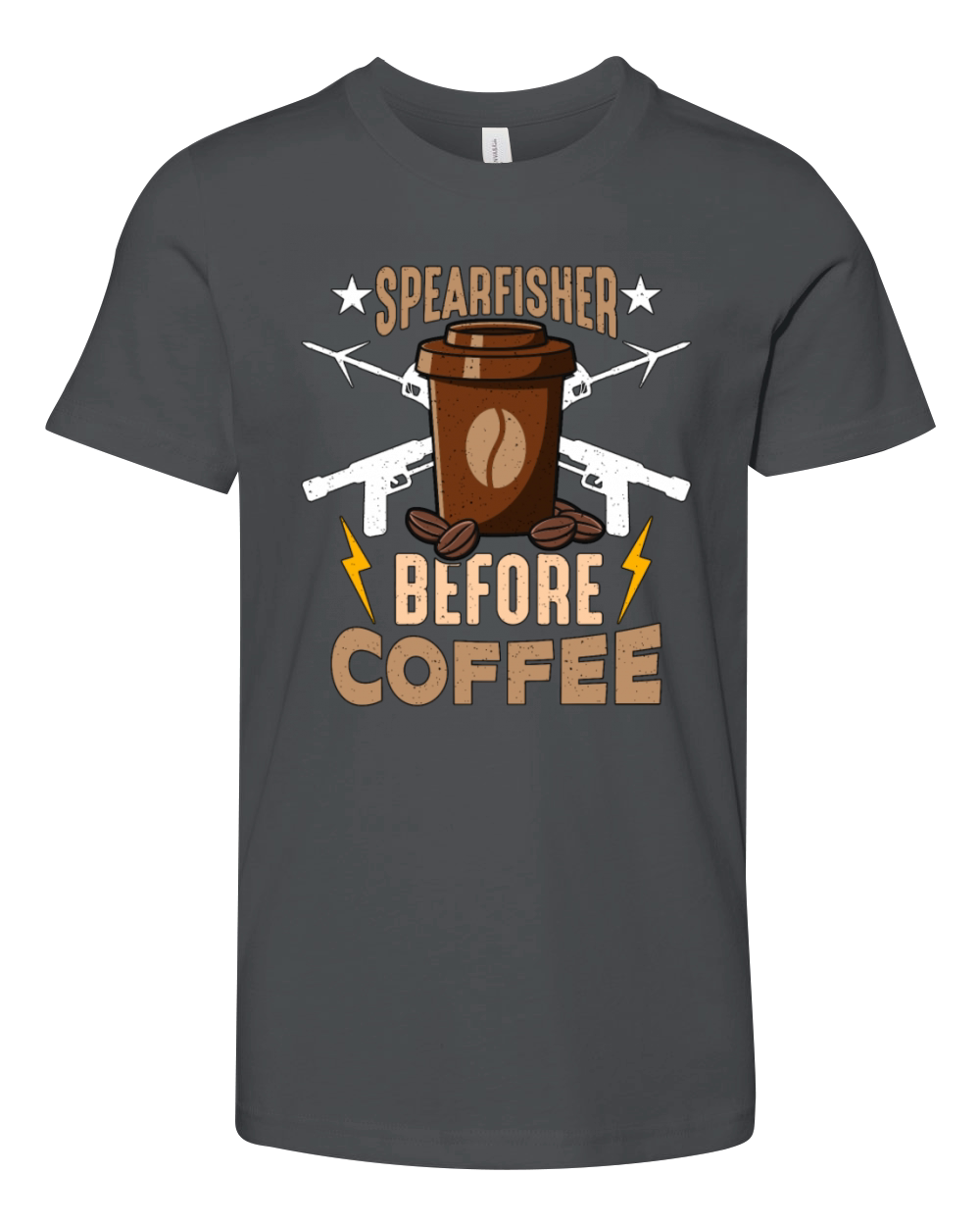 Spearfisher Before Coffee Snorkeling Coffee Lover Youth Unisex Jersey Tee