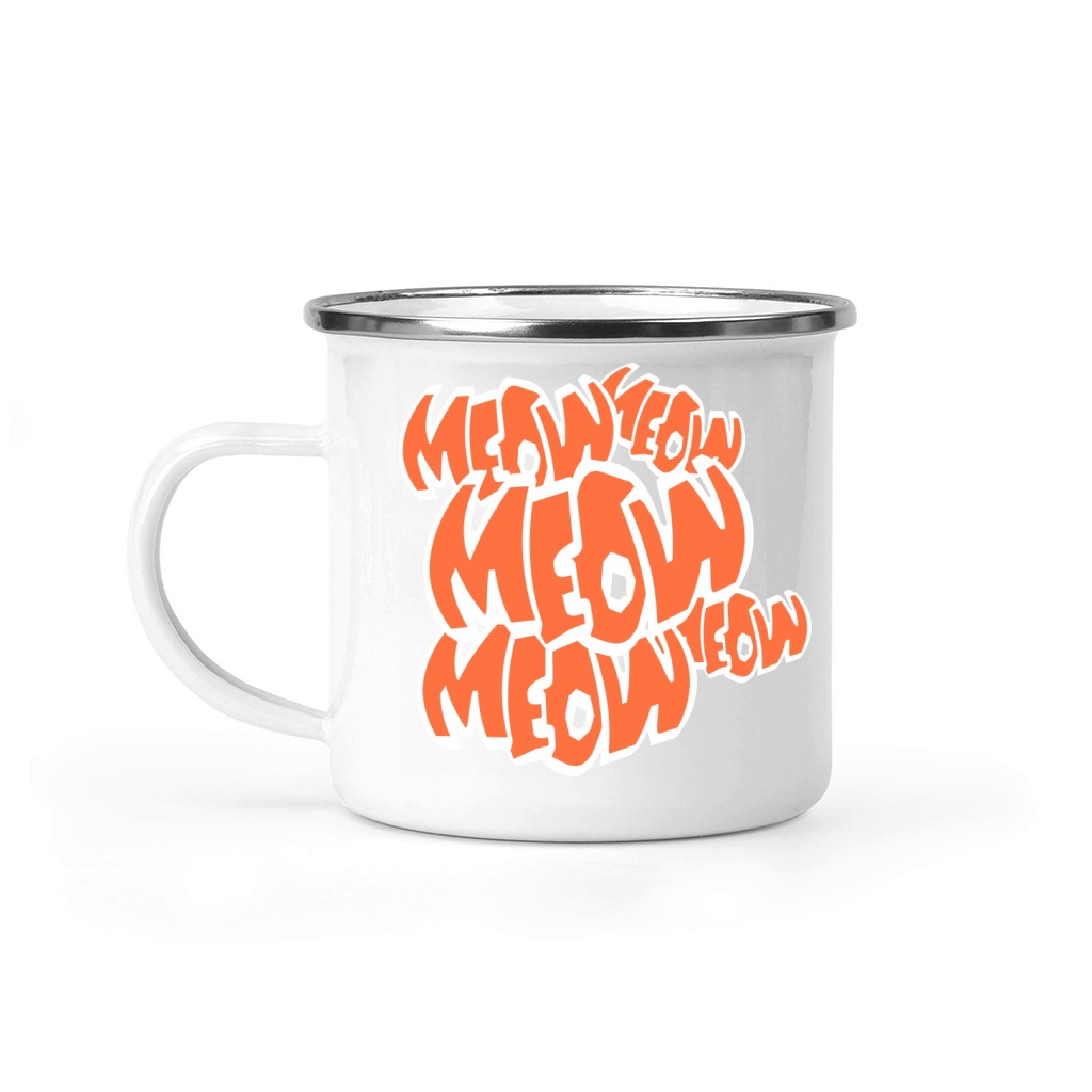 Many Funny Meow Cat Meow Comic Letters Text Quote Camping Mug