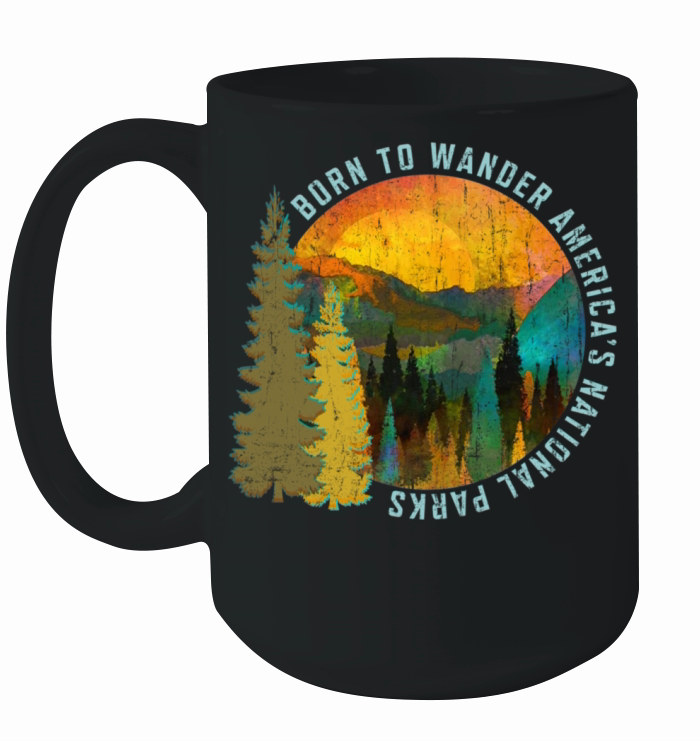 Born to Wander Americas National Parks Vintage Ceramic Mug