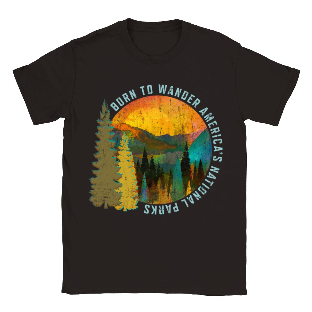 Born to Wander Americas National Parks Vintage Classic Kids Crewneck T-shirt